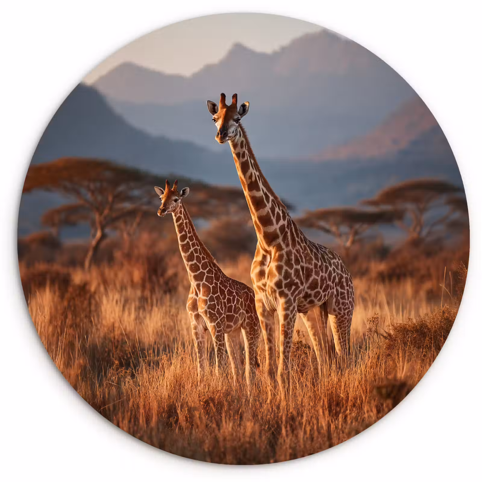 Muurcirkel - Giraffen - Hoog gras - Acaciabomen — 1