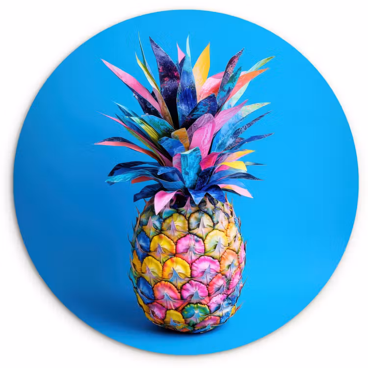 Muurcirkel - Ananas - Blauw - Tropisch - Vrolijk — 1