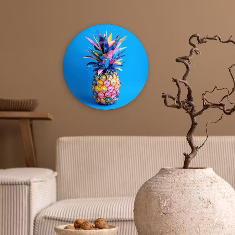 Muurcirkel - Ananas - Blauw - Tropisch - Vrolijk — 2