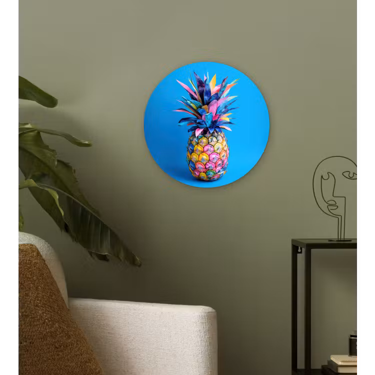 Muurcirkel - Ananas - Blauw - Tropisch - Vrolijk — 3