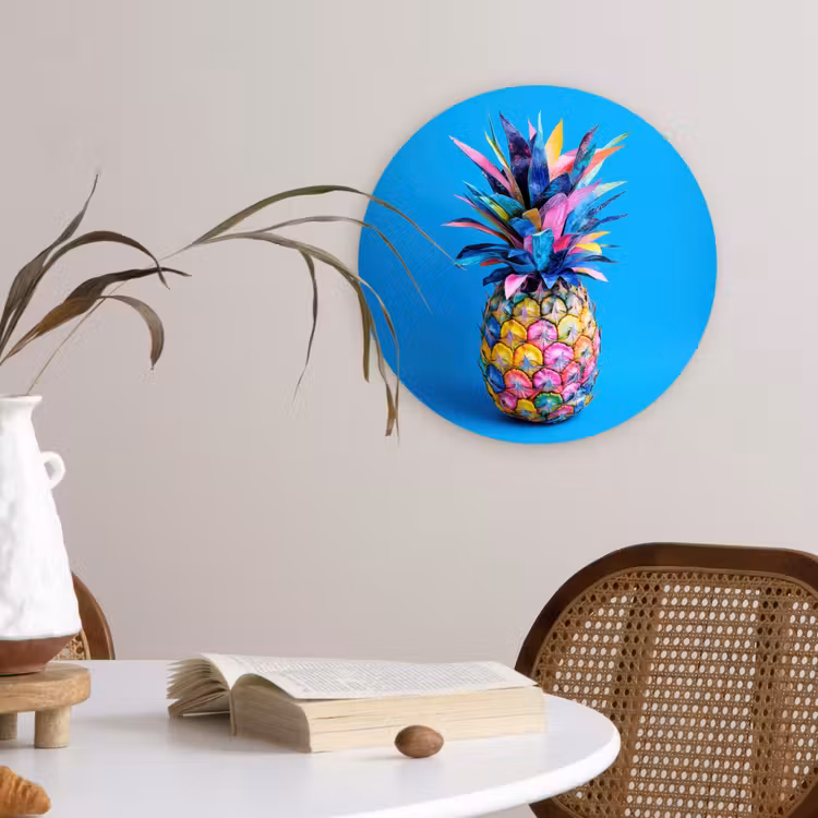 Muurcirkel - Ananas - Blauw - Tropisch - Vrolijk — 4