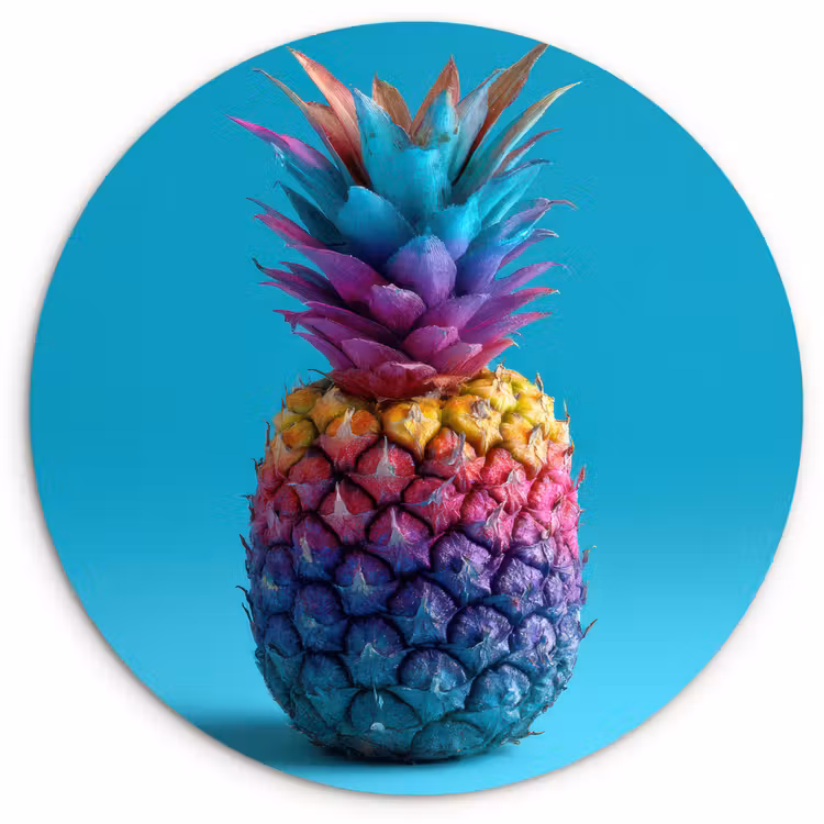 Muurcirkel - Ananas - Regenboog - Blauw - Popart — 1
