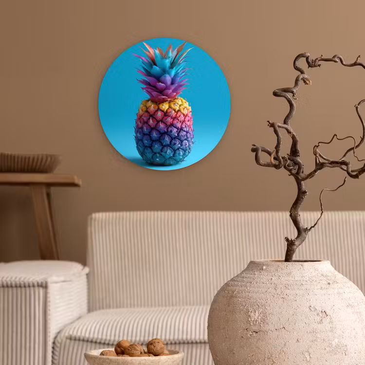Muurcirkel - Ananas - Regenboog - Blauw - Popart — 2