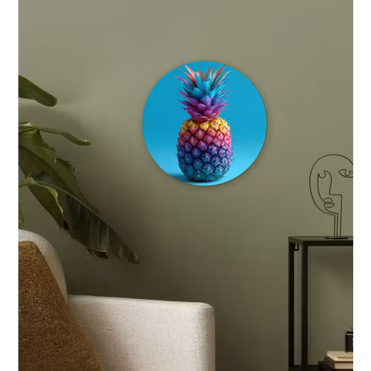 Muurcirkel - Ananas - Regenboog - Blauw - Popart — 3