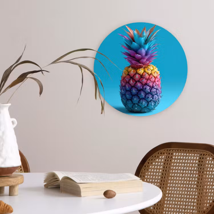 Muurcirkel - Ananas - Regenboog - Blauw - Popart — 4
