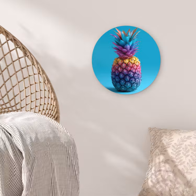 Muurcirkel - Ananas - Regenboog - Blauw - Popart — 5