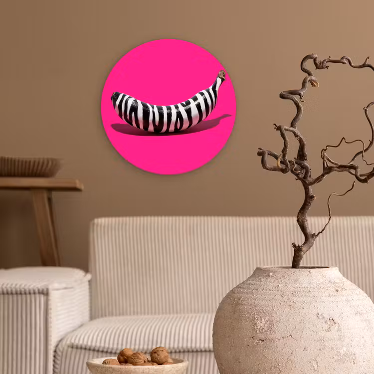 Muurcirkel - Banaan - Zebraprint - Roze — 2