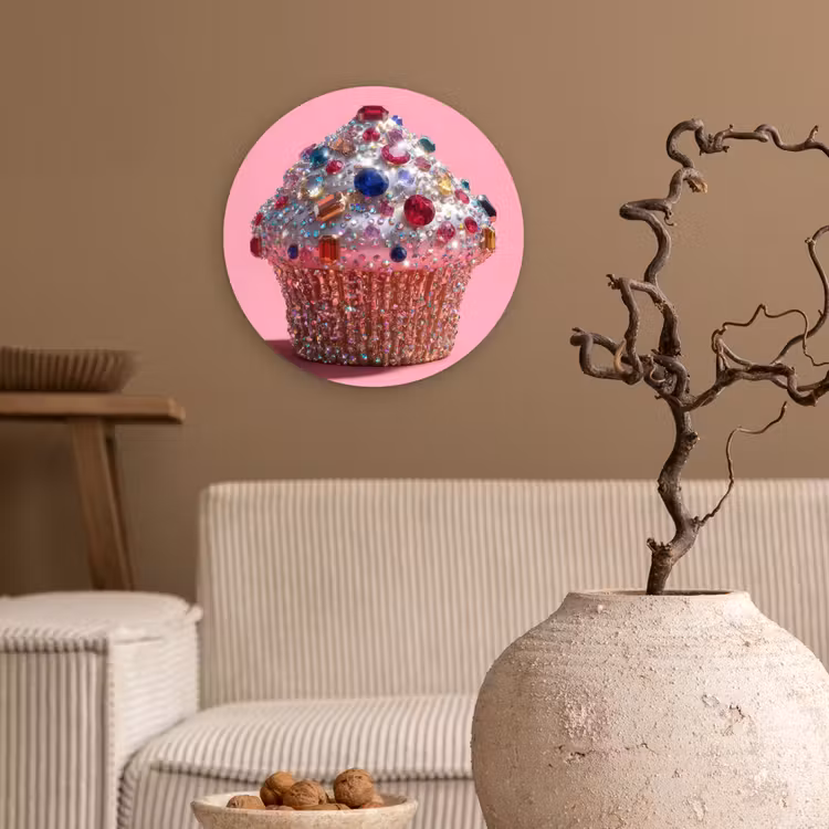 Muurcirkel - Cupcake - Kleurrijk - Edelstenen — 2