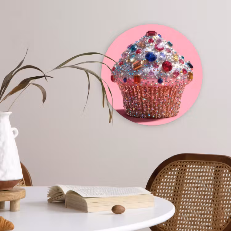 Muurcirkel - Cupcake - Kleurrijk - Edelstenen — 4
