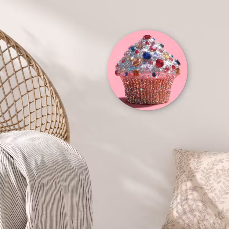 Muurcirkel - Cupcake - Kleurrijk - Edelstenen — 5