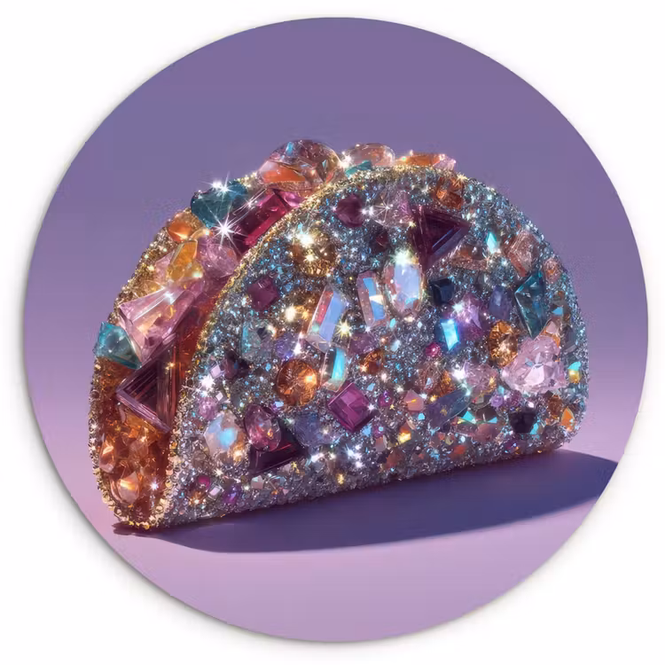 Muurcirkel - Edelstenen - Glitters - Paars - Kleurrijk — 1