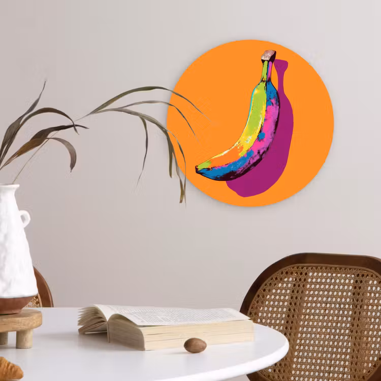 Muurcirkel - Felle kleuren - Banaan - popart — 4