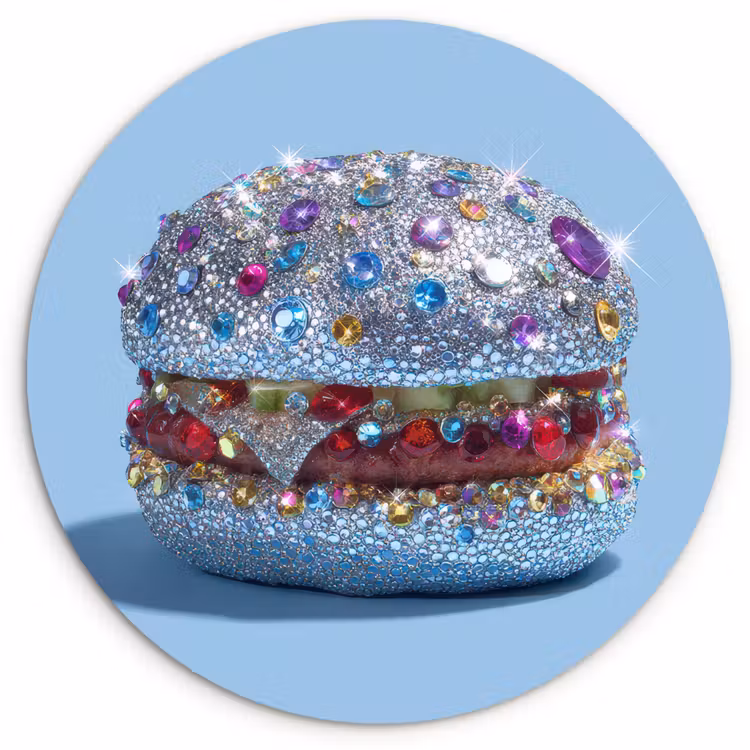 Muurcirkel - Glitters - Hamburger - Blauw — 1