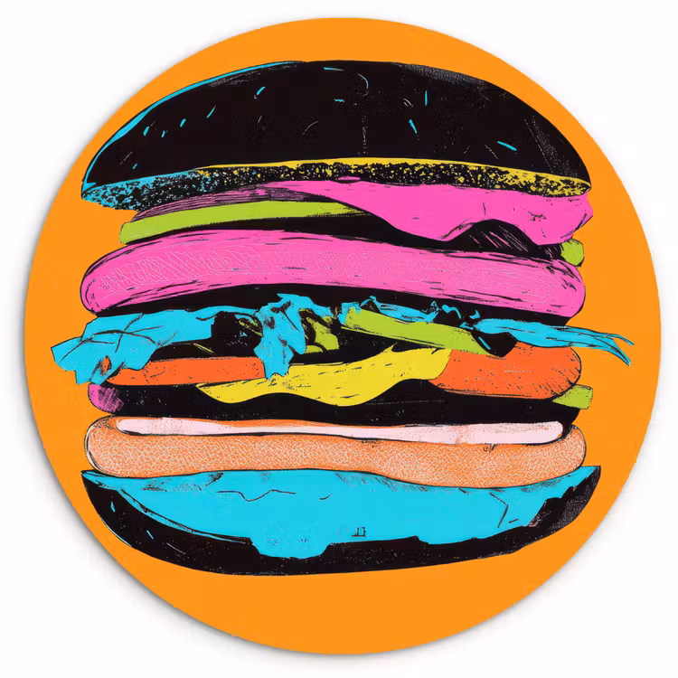 Muurcirkel - Hamburger - Kleurrijk - Speels — 1