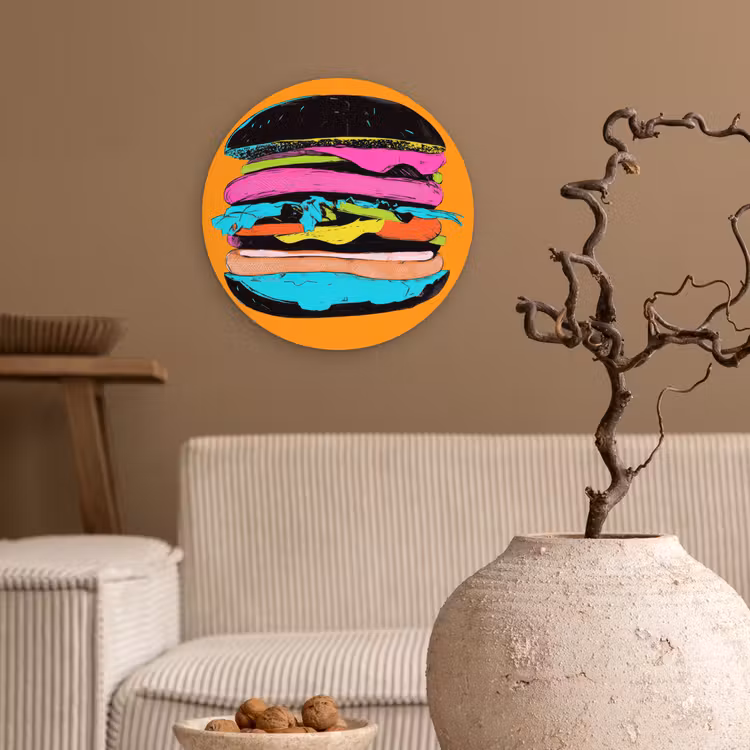 Muurcirkel - Hamburger - Kleurrijk - Speels — 2