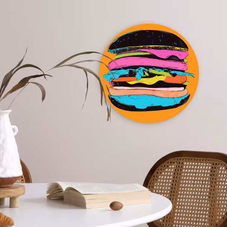 Muurcirkel - Hamburger - Kleurrijk - Speels — 4