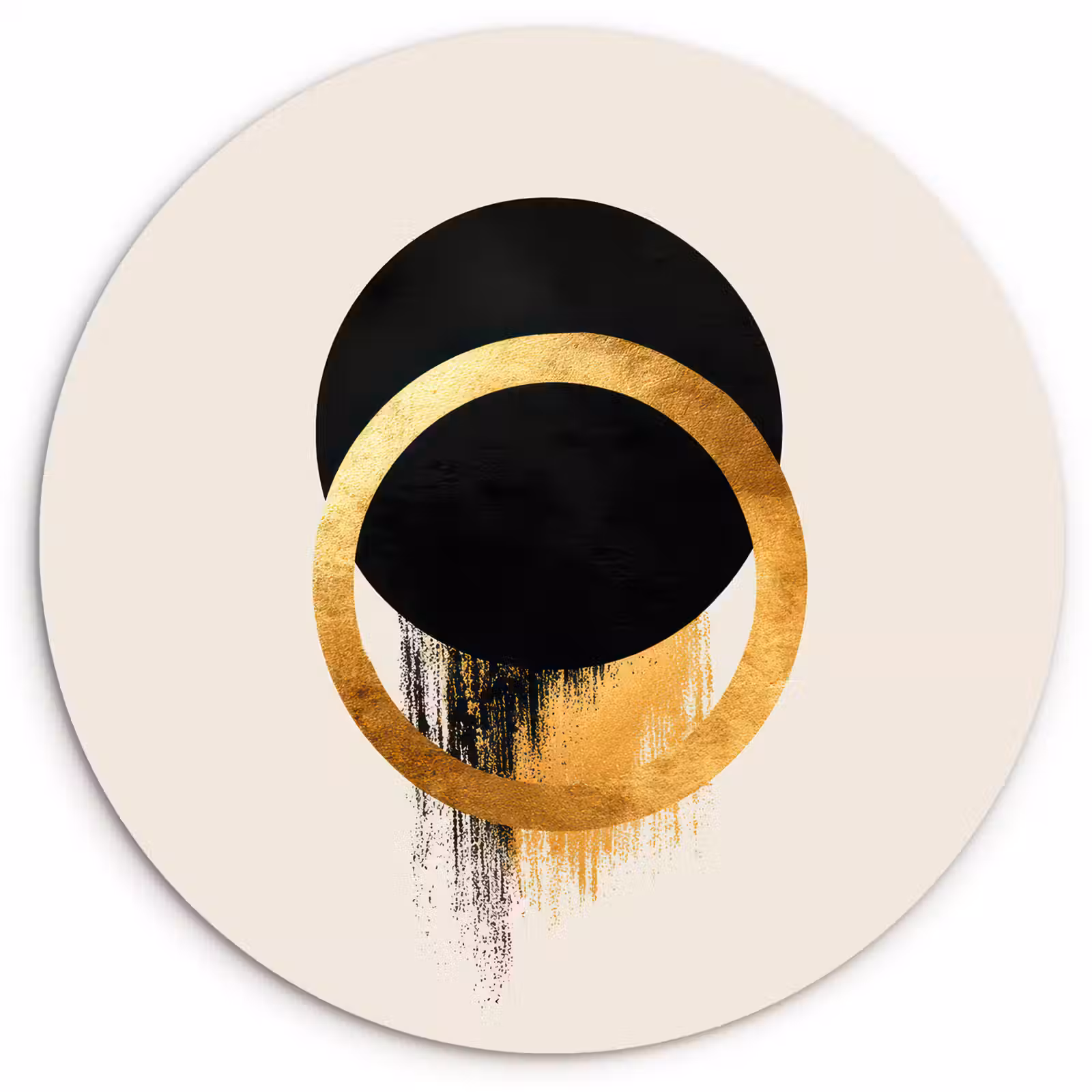 Muurcirkel - Abstract ontwerp - Zwarte cirkel - Verfvlekken — 1