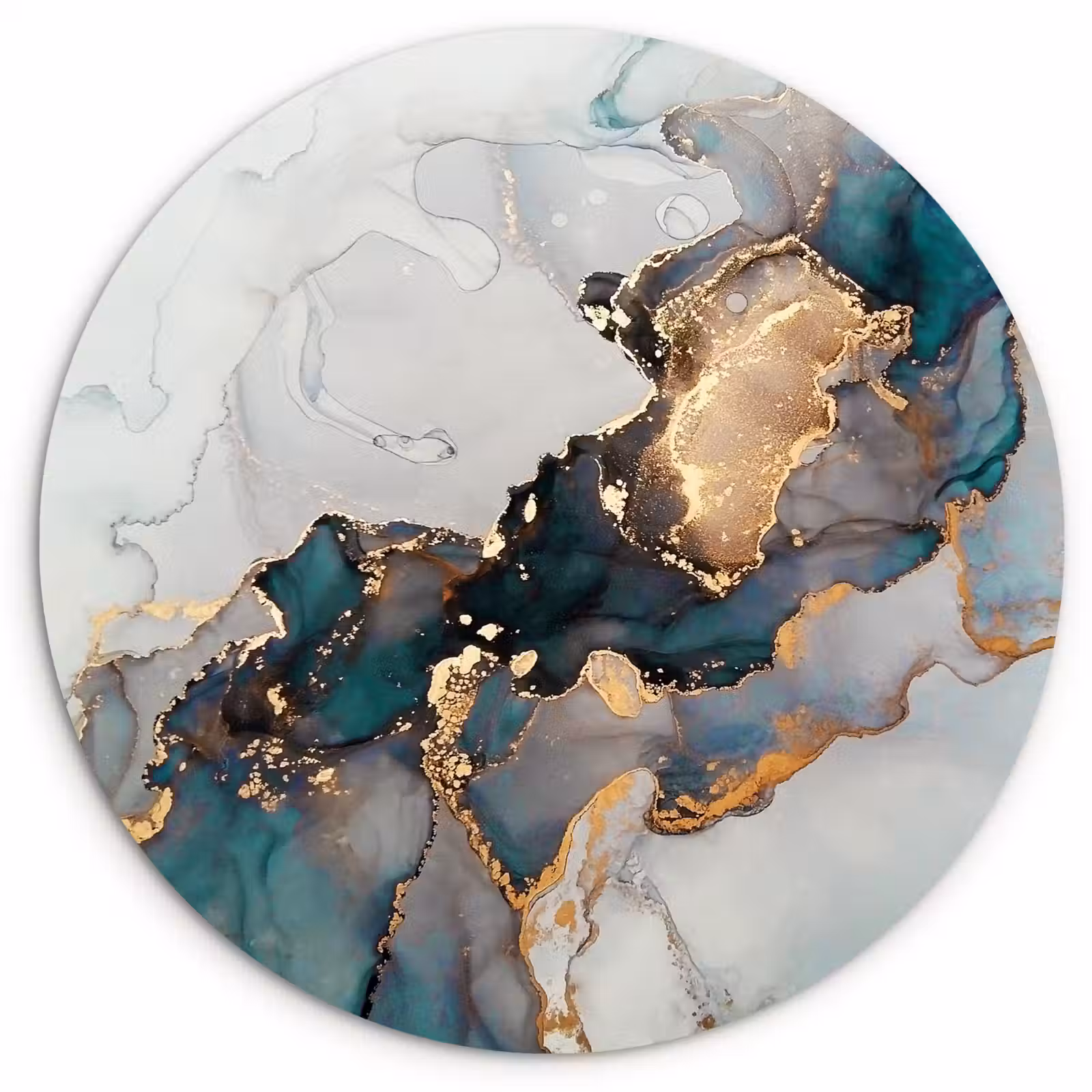 Muurcirkel - Blauw - Marmer - Goud — 1