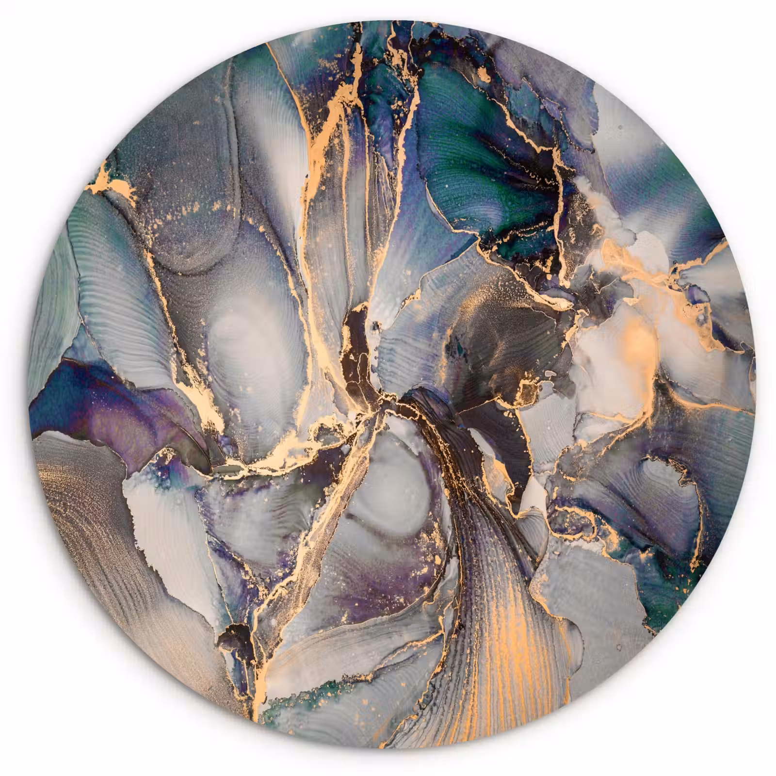 Muurcirkel - Goud - Blauw - Marmer — 1