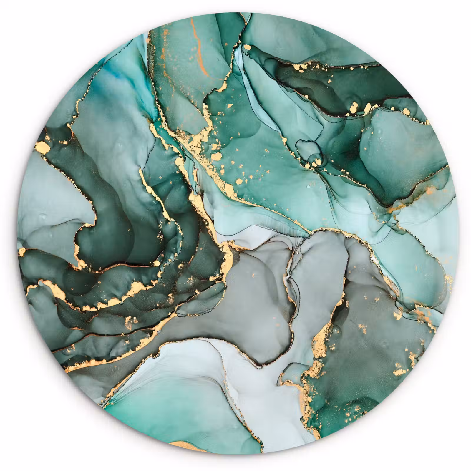 Muurcirkel - Goud - Marmer - Groen - Luxe - Marmerlook - Grijs — 1