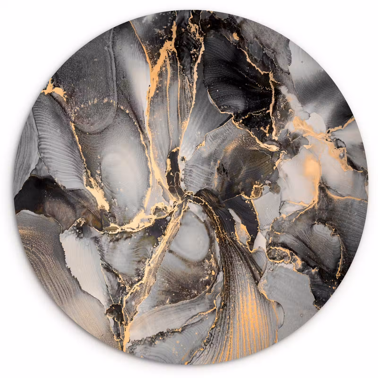 Muurcirkel - Grijs - Luxe - Goud - Marmer — 1