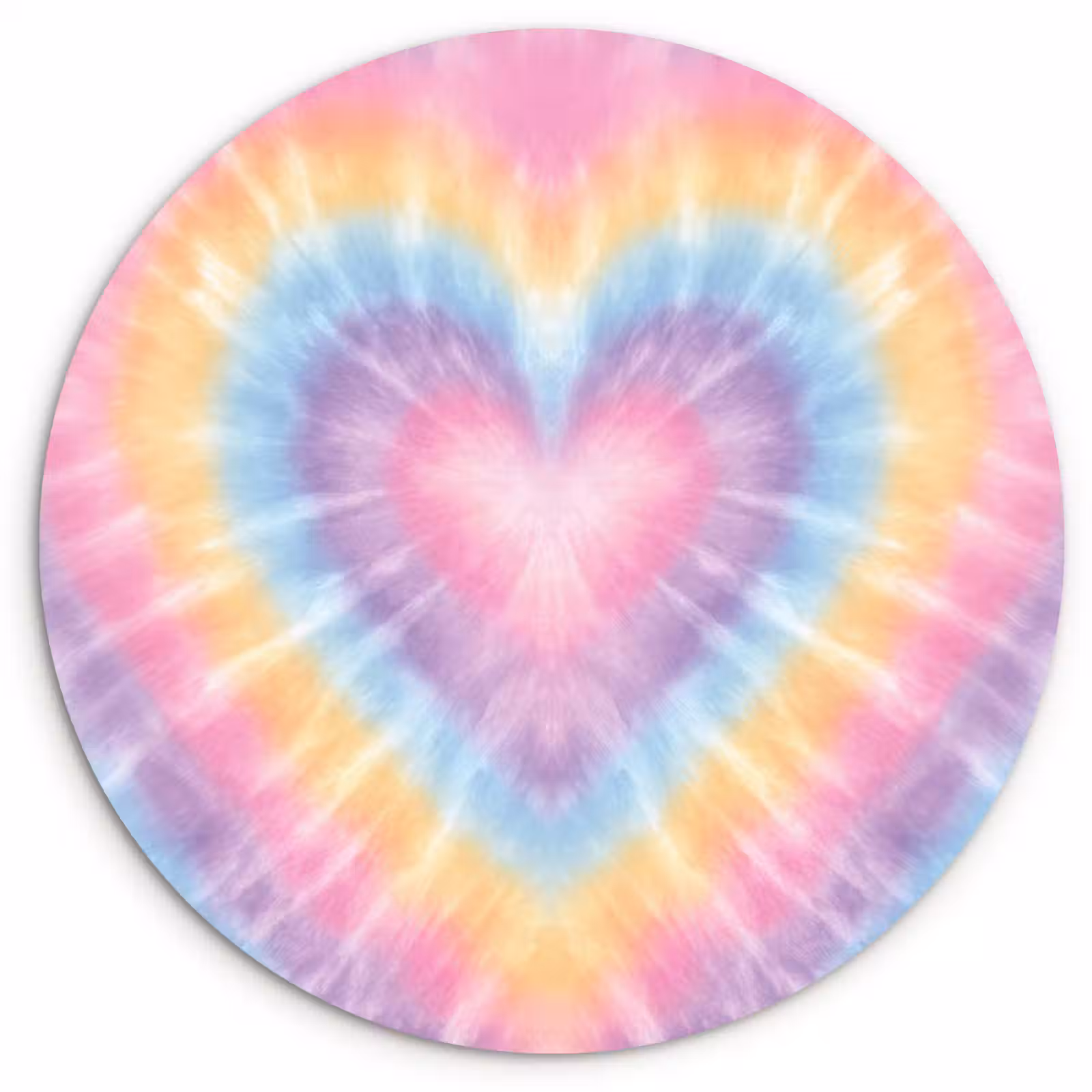 Muurcirkel - Hartvorm - Pastelkleuren - Tie Dye — 1