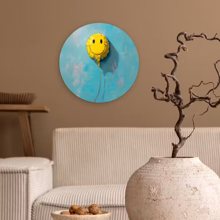 Muurcirkel - Ballon - Geel - Smiley — 2