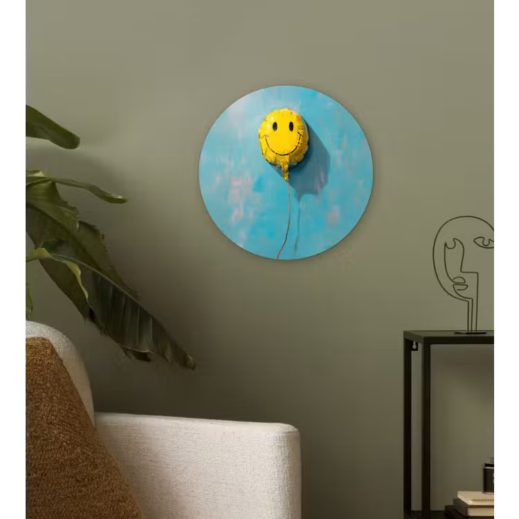 Muurcirkel - Ballon - Geel - Smiley — 3