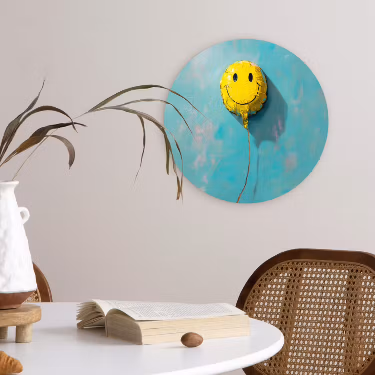 Muurcirkel - Ballon - Geel - Smiley — 4