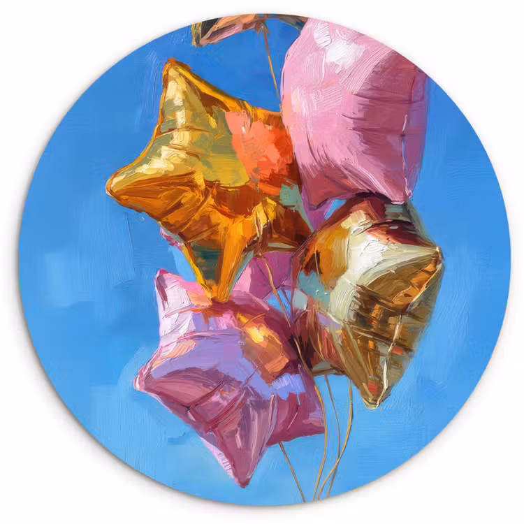 Muurcirkel - Ballonnen - Goud - Stervorm - Roze — 1
