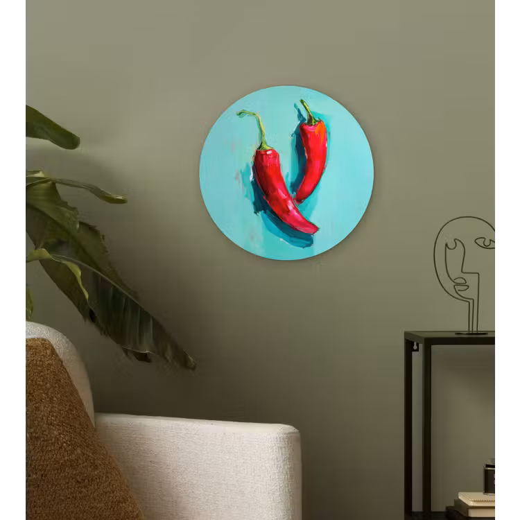Muurcirkel - Chilipepers - Geverfd - Rood — 3
