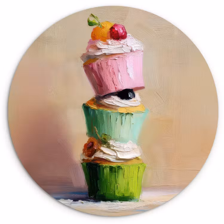 Muurcirkel - Cupcakes - Gestapeld - Kleurrijk - Fruit — 1
