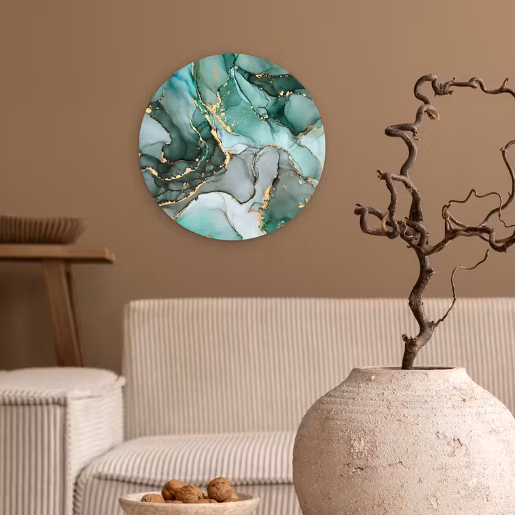Muurcirkel - Goud - Marmer - Groen - Luxe - Marmerlook - Grijs — 2