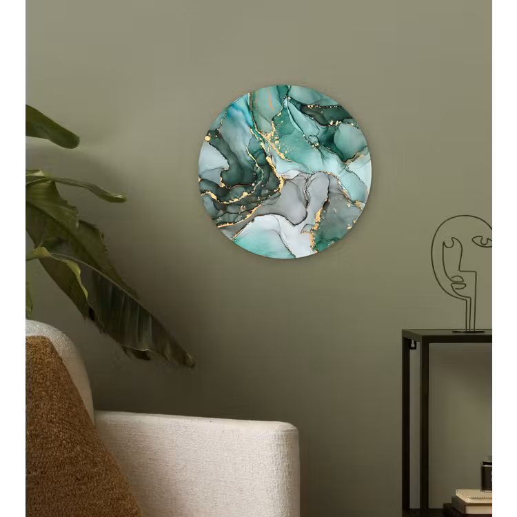 Muurcirkel - Goud - Marmer - Groen - Luxe - Marmerlook - Grijs — 3