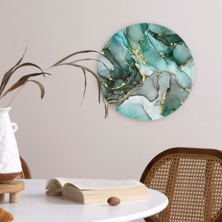 Muurcirkel - Goud - Marmer - Groen - Luxe - Marmerlook - Grijs — 4