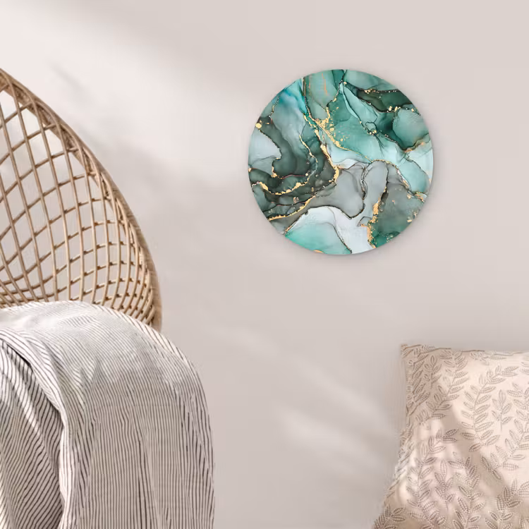 Muurcirkel - Goud - Marmer - Groen - Luxe - Marmerlook - Grijs — 5
