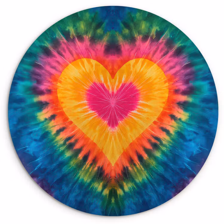 Muurcirkel - Hart - Tie Dye - Kleurrijk — 1