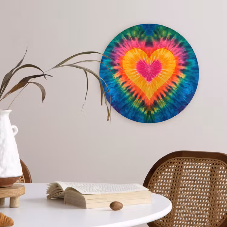 Muurcirkel - Hart - Tie Dye - Kleurrijk — 4