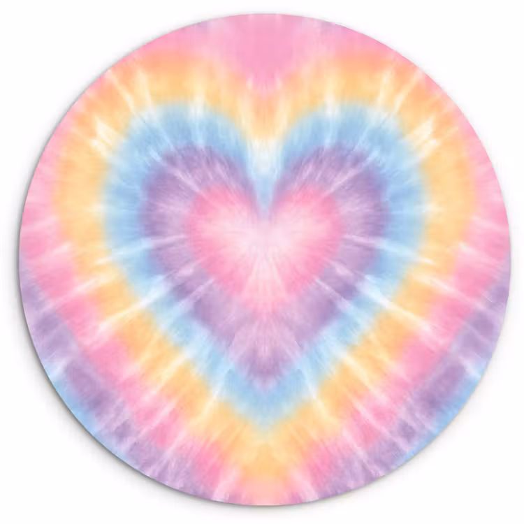 Muurcirkel - Hartvorm - Pastelkleuren - Tie Dye — 1