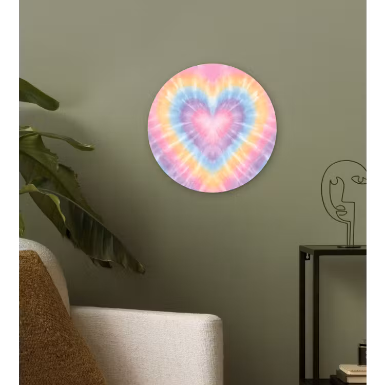Muurcirkel - Hartvorm - Pastelkleuren - Tie Dye — 3