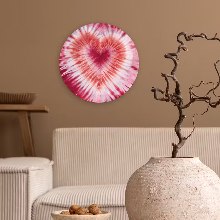 Muurcirkel - Hartvorm - Roze - Tie dye — 2
