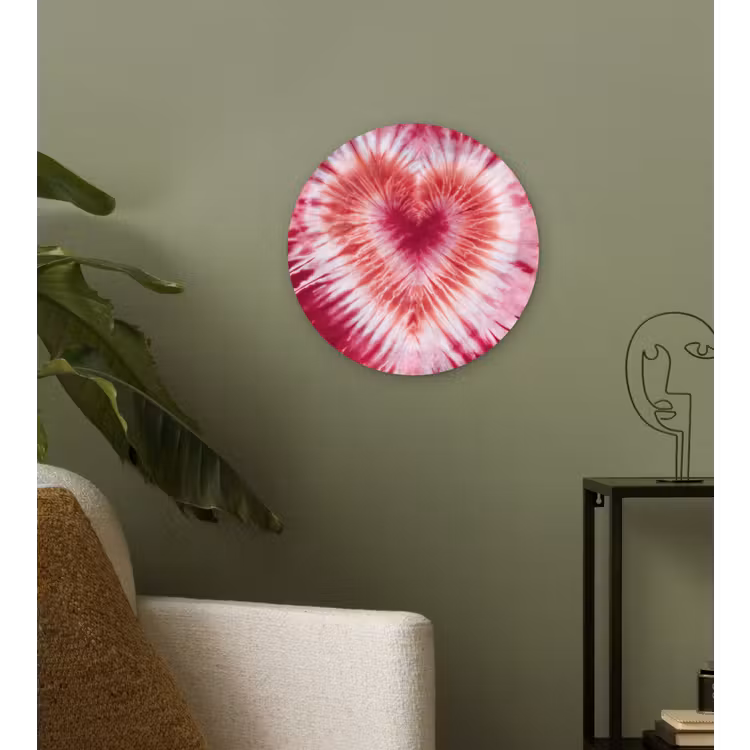 Muurcirkel - Hartvorm - Roze - Tie dye — 3