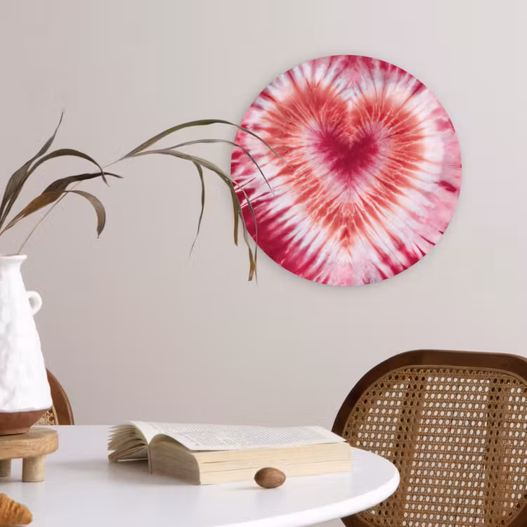 Muurcirkel - Hartvorm - Roze - Tie dye — 4