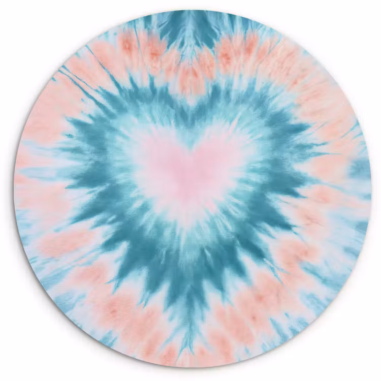 Muurcirkel - Hartvormig - Tie dye - Pasteltinten - Lichtgroen — 1