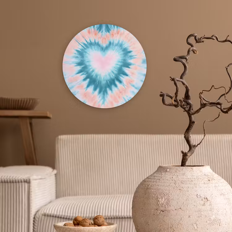 Muurcirkel - Hartvormig - Tie dye - Pasteltinten - Lichtgroen — 2