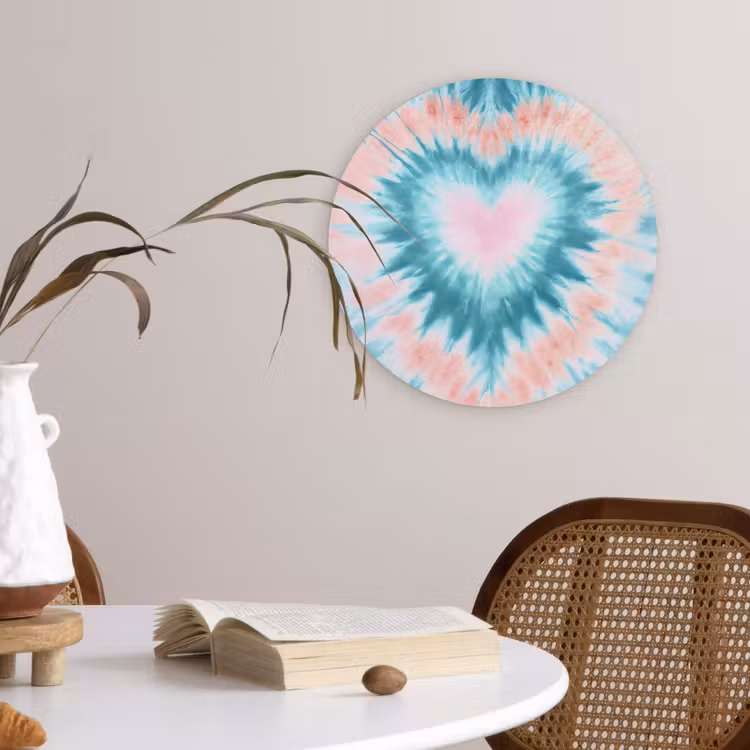 Muurcirkel - Hartvormig - Tie dye - Pasteltinten - Lichtgroen — 4