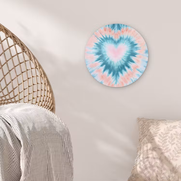 Muurcirkel - Hartvormig - Tie dye - Pasteltinten - Lichtgroen — 5