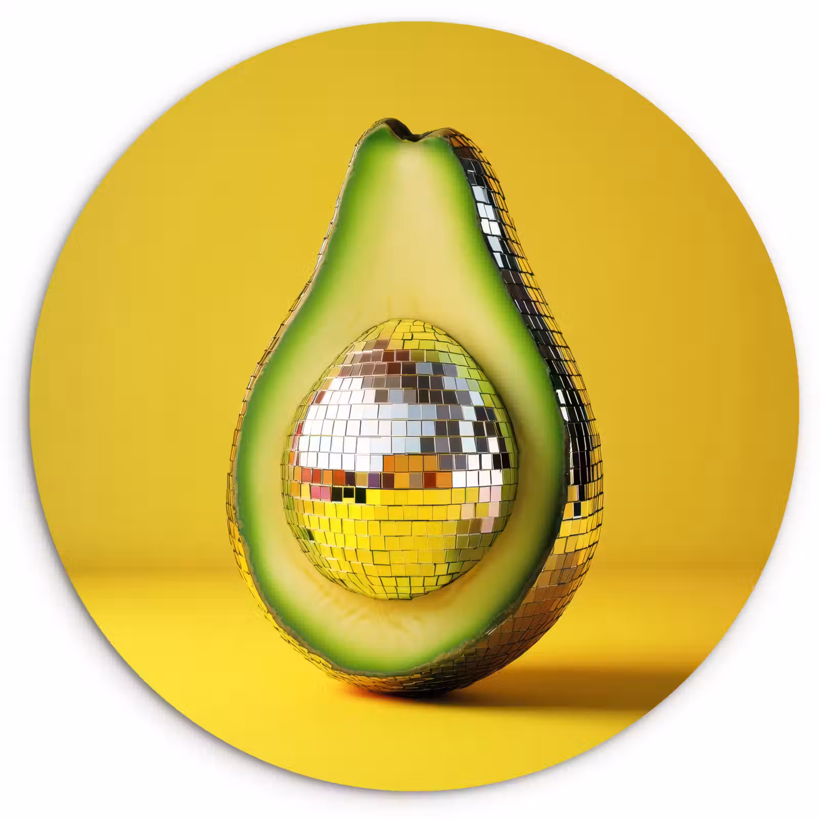 Muurcirkel - Avocado - Discobal - Geel - Glitter — 1