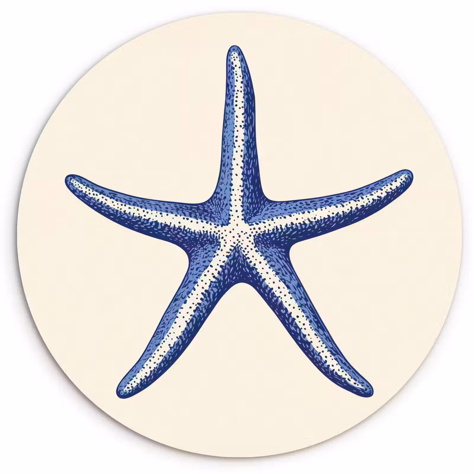 Muurcirkel - Blauwe zeester - Minimalistisch - Beige — 1