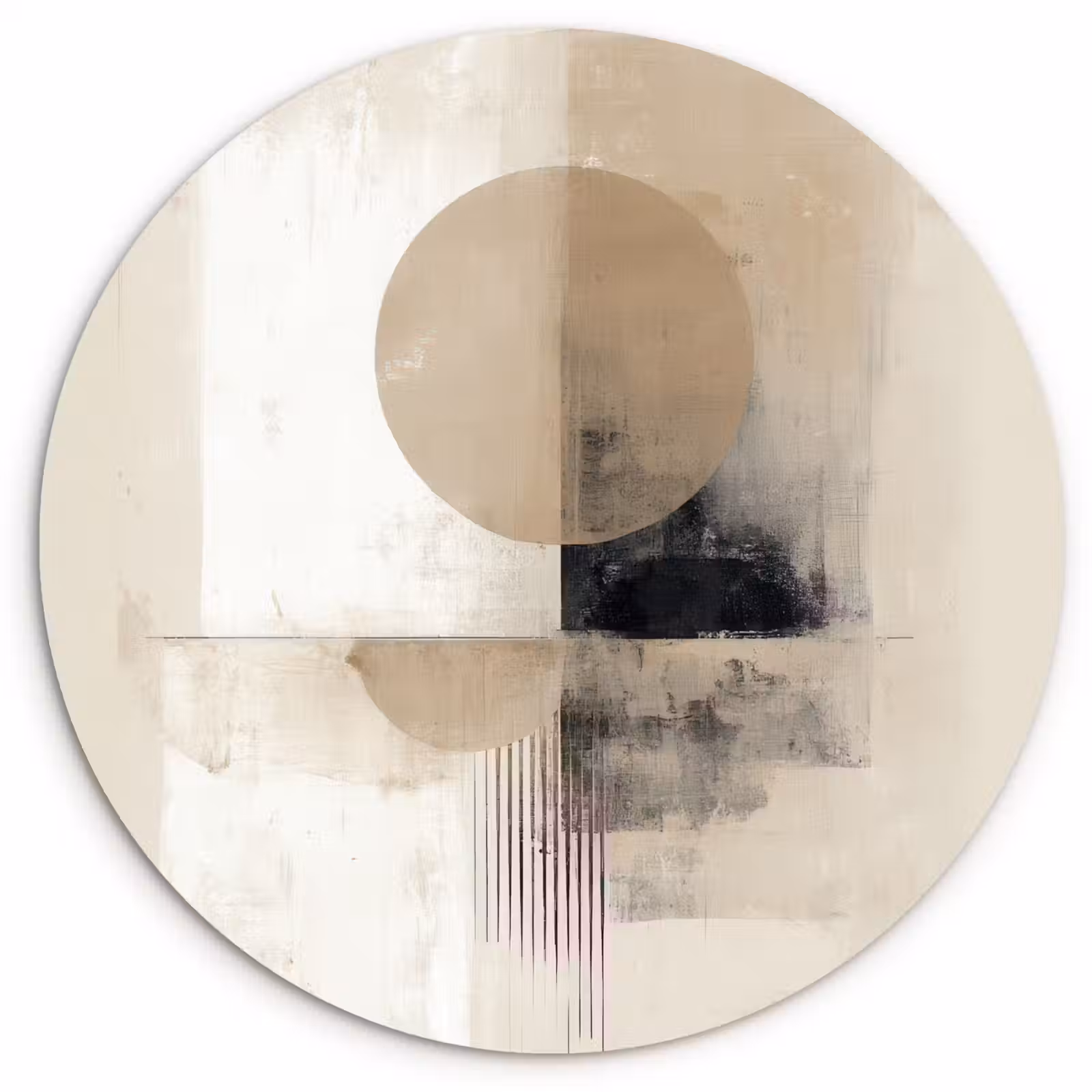 Muurcirkel - Cirkel - Compositie - Diepte - Beige — 1